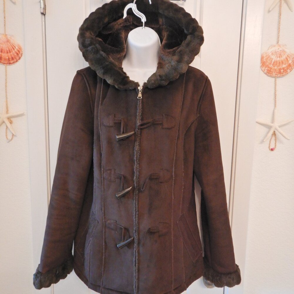 Chocolate Brown Faux Suede Coat